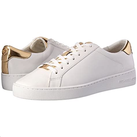 michael kors white sneakers with gold tongue|Michael Kors gold sneakers women.